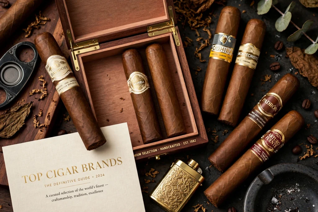 Top cigar brands – premium cigars resting in a humidor