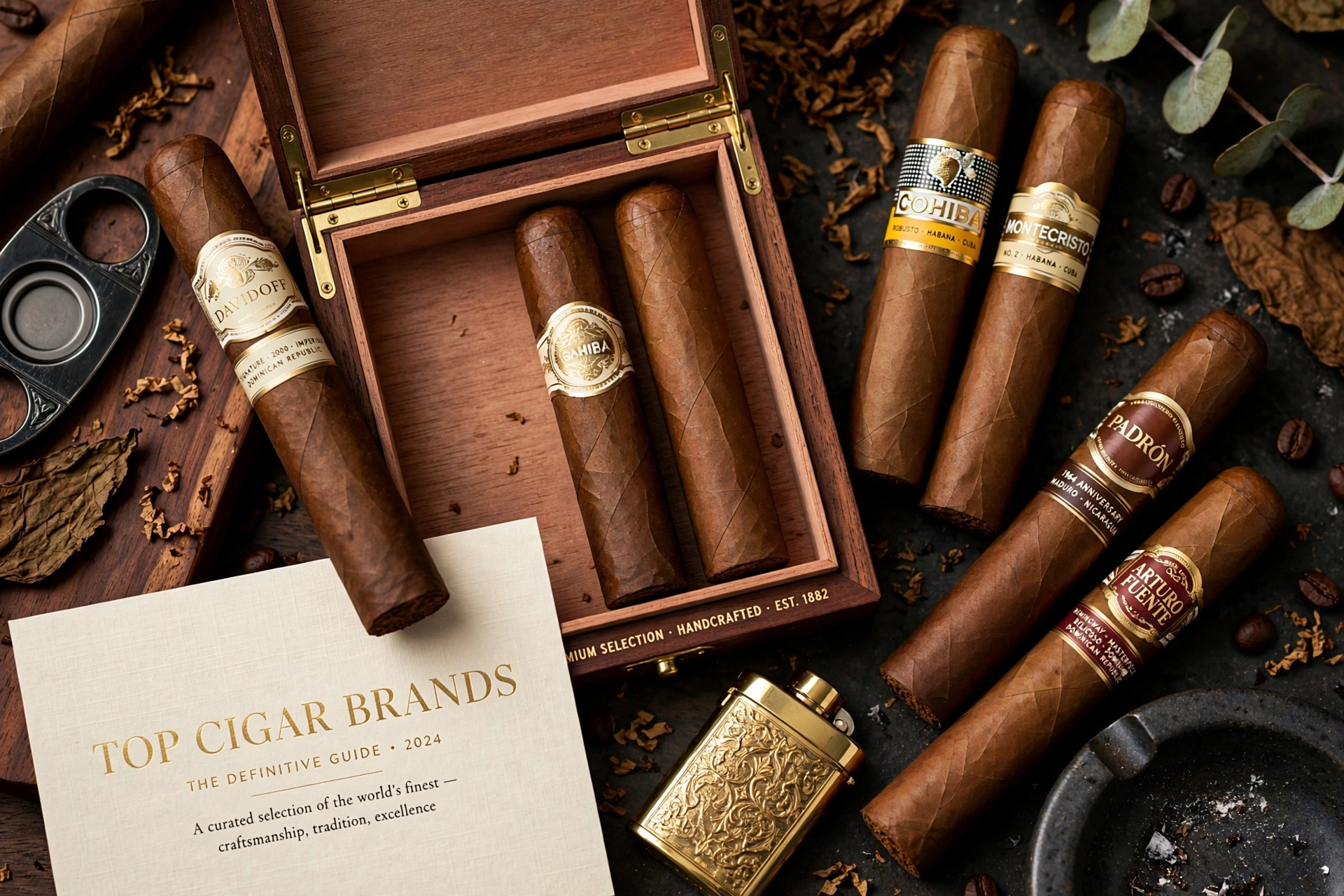 Top cigar brands – premium cigars resting in a humidor